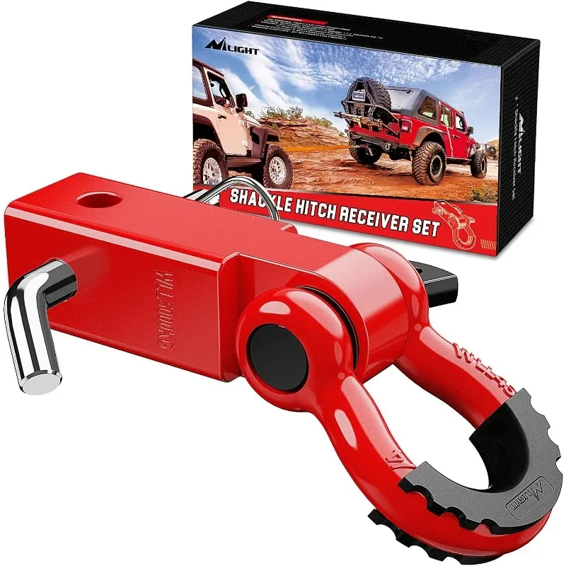 Shackle Hitch Receiver 2Inch 45000 LBs Breaking Strength 3/4" D Ring Shackle w/Trailer Hitch Pin Heavy Duty Solid Recovery