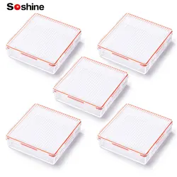 Soshine 5PC Waterproof 18650 Battery Case 4 Slots with Clip Holder Container White Hard Plastic Battery Storage Waterproof Boxes