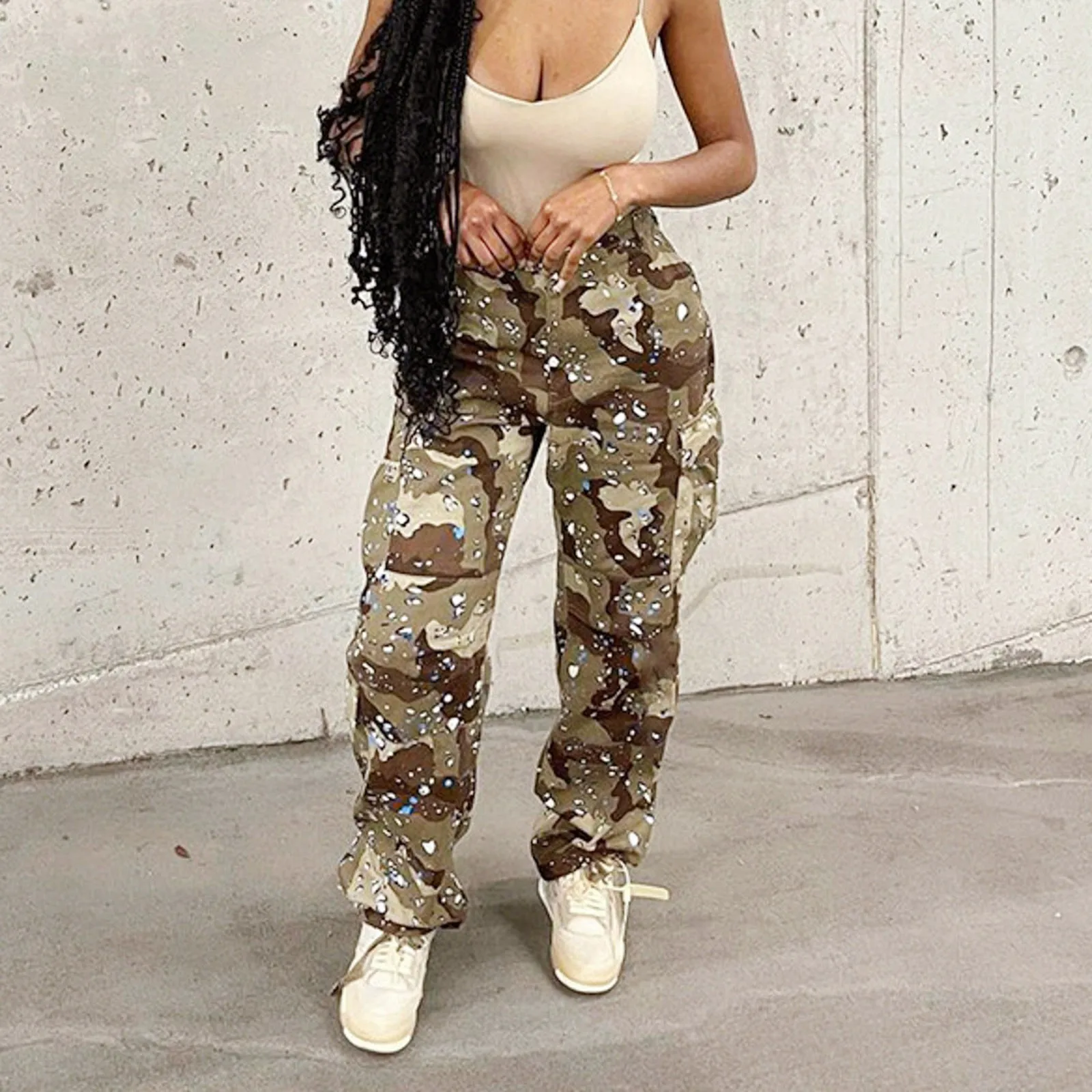 Camouflage Cargo Pants Women\'s Vintage Baggy Casual Military Pants Clothes Women Pocket Trousers Aesthetic 90s