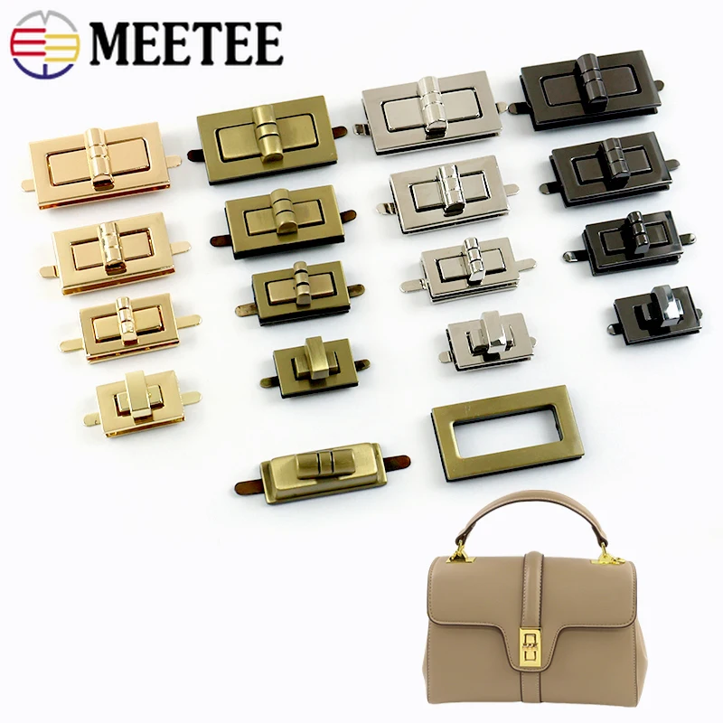 

2/5Sets Meetee Metal Buckles Twist Turn Lock Clasp for Handbag Locks Snap Clasps Purse Decor Closure Buckle DIY Bag Accessories
