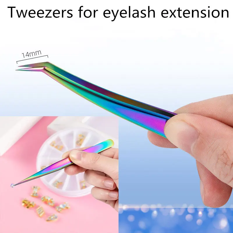 1PC Professional Eyelash Extension Tweezers For Nail Art Make Fans Boot isolation Pliers Lash Tongs Eyebrow Clip Makeup Tools