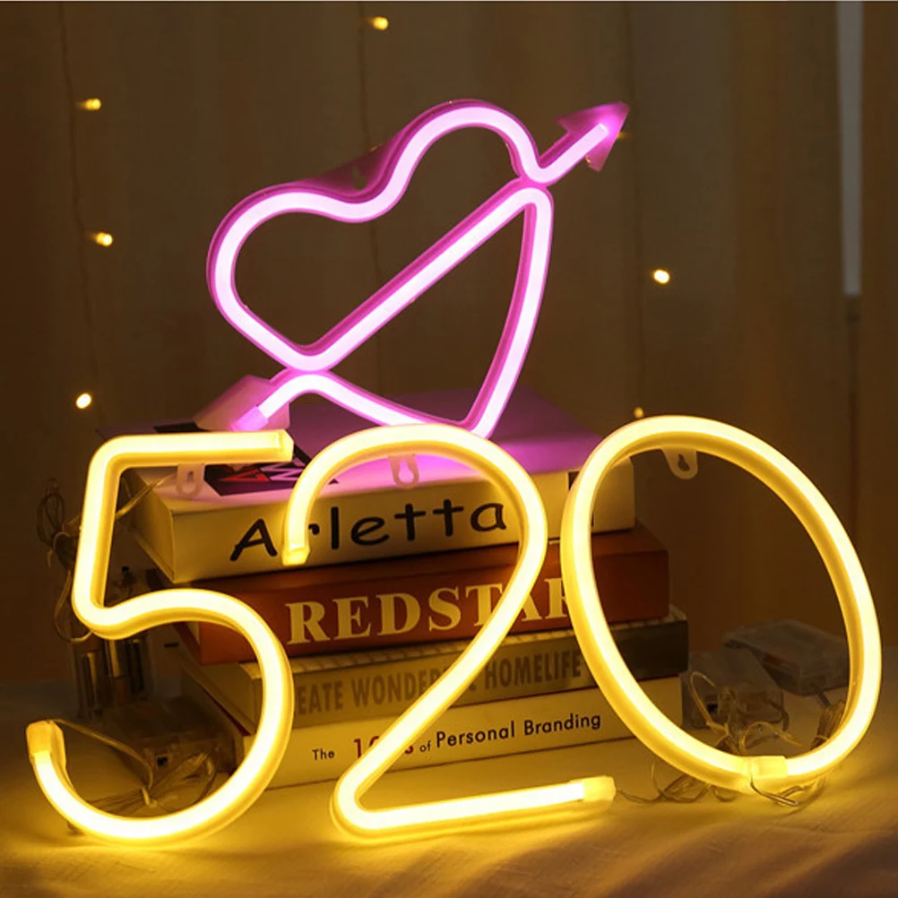 

Neon Lamp Led Warm White Durable Decorative For Wedding Party Room Birthday No Included Light Decor Number Neon Light