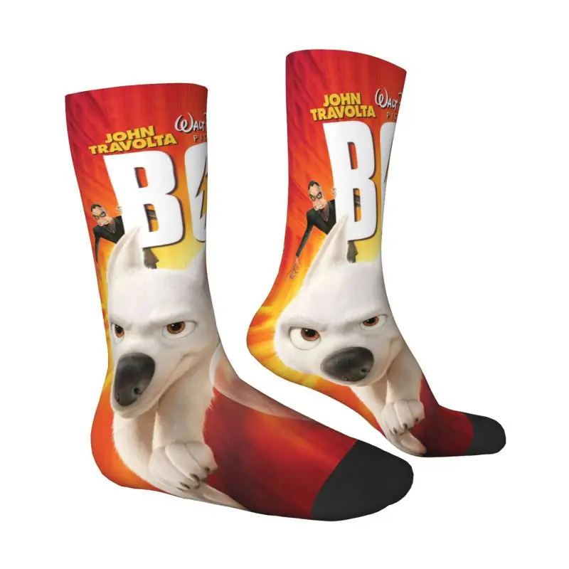 Cartoon Movies Bolt Dress Socks Men Women Warm Fashion German Shepherd Dog Crew Socks