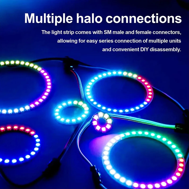 1 Piece SMD5050 RGB Pixel WS2812 Smart LED Ring 8/12/16/24/32/40 Lamp Beads DC5V Power Supply Built-in WS2812B IC Black view 6