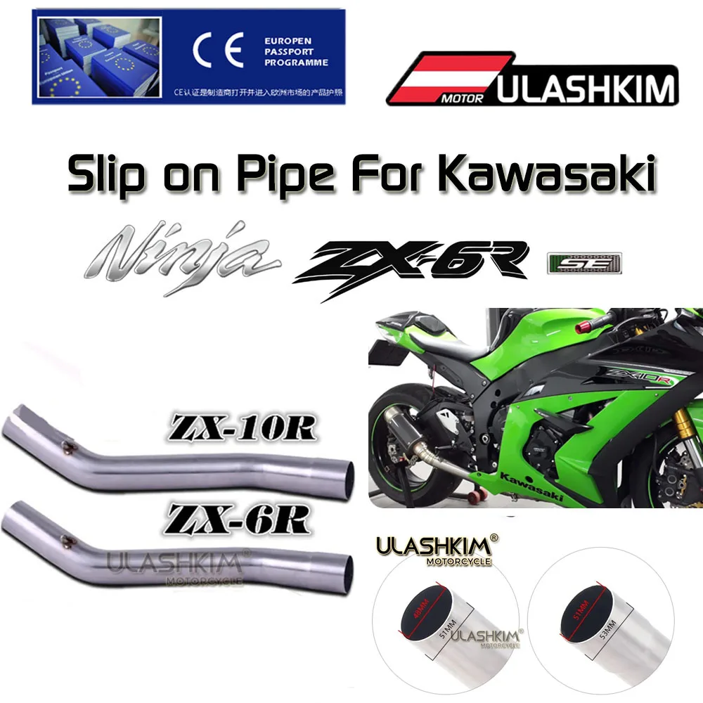 Slip on for Kawasaki ZX-6R ZX6R ZX 6R ninja 636 2008 to 2018 Motorcycle Exhaust Full system Link pipe Muffler