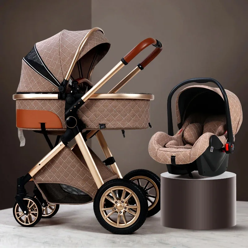 Luxury Stroller Baby 3 in 1 Pushchair Prams Kinderwagen Foldable Baby Stroller 3 in 1 With Car Seat