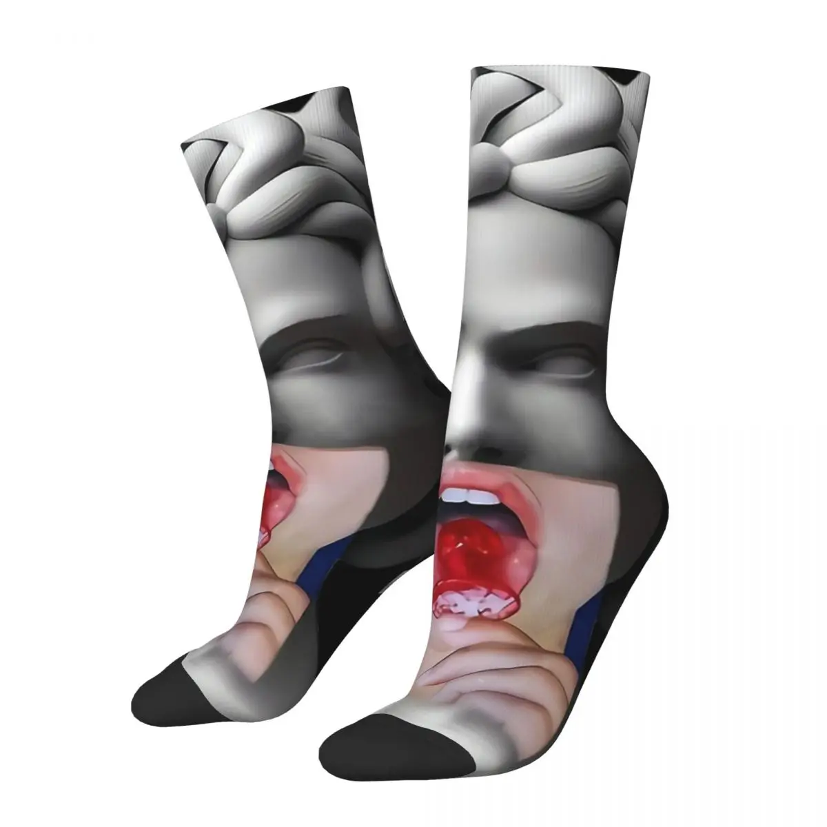 Retro Medusa Eating Lollipops Crazy Men's compression Socks Unisex Greek Mythology Street Style Pattern Printed Happy Crew Sock