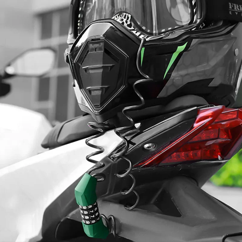 TOSUOD Motorrad Fahrrad Tragbares Diebstahlsicheres 4-stelliges Passwort-Helmschloss Zinklegierungsschloss PVC-Lederüberzug Stahlseilschloss – Detail 11