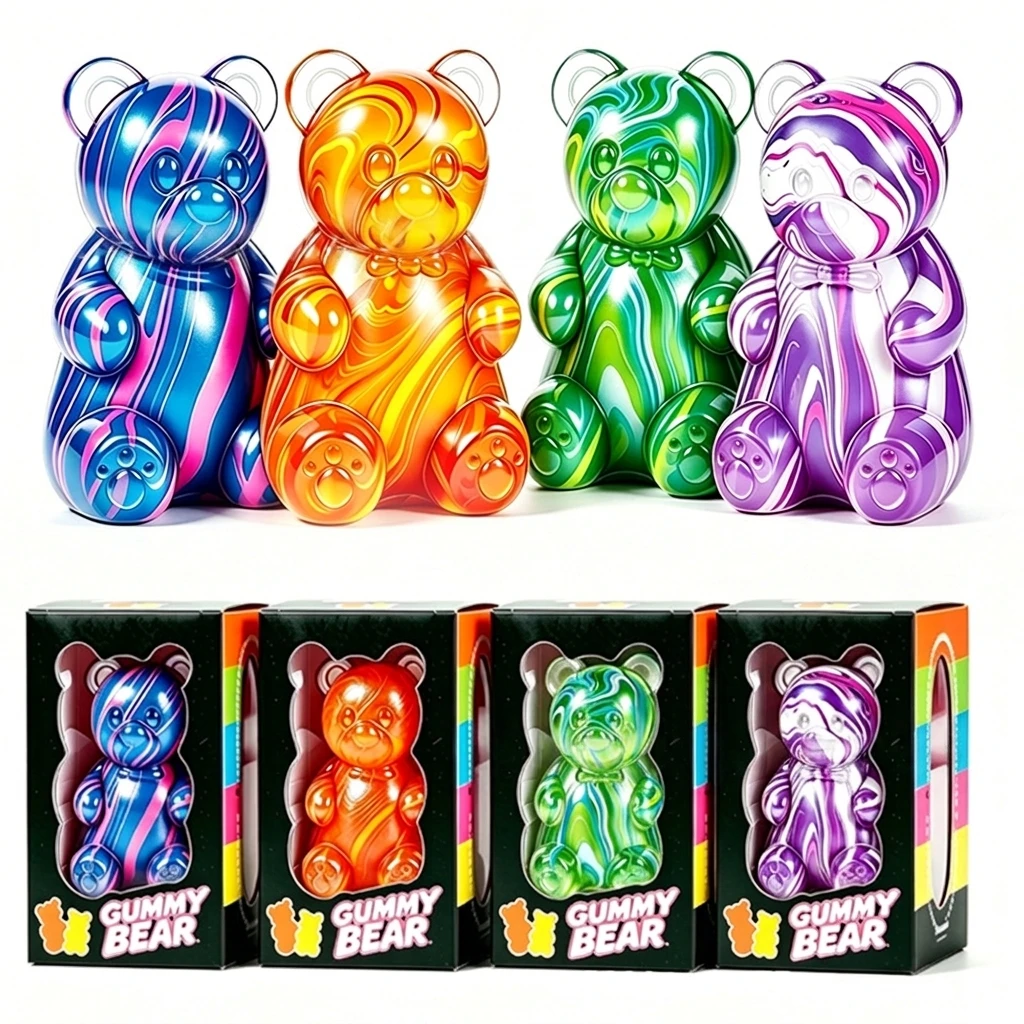 1Pcs Swirl Gummy Bear squishy toy Premium Gift Box SetGel Filled Maltose Squeeze Slow Rising Sensory Fidget Relief Toy