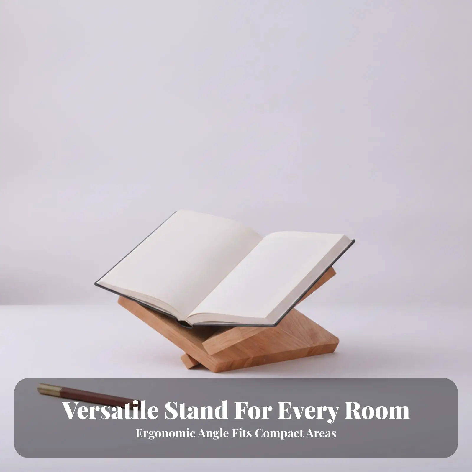 Rubber Wood Book Stand for Reading with Raised Edges Tabletop Page Holder for Kitchen Bookshelf Decor