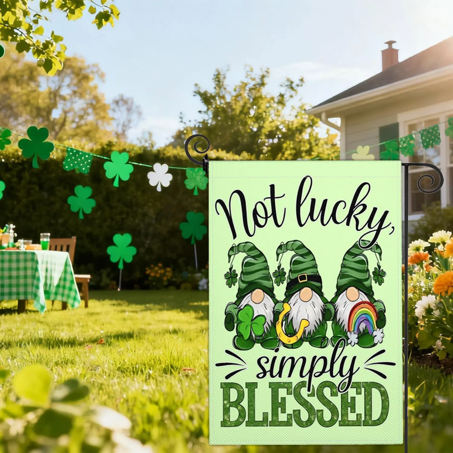 Happy St Patricks Day Garden Flag St Patrick's Day Yard Sign Garden Flags for Outside 12x18 Double Sided Shamrock Lucky  ZZM