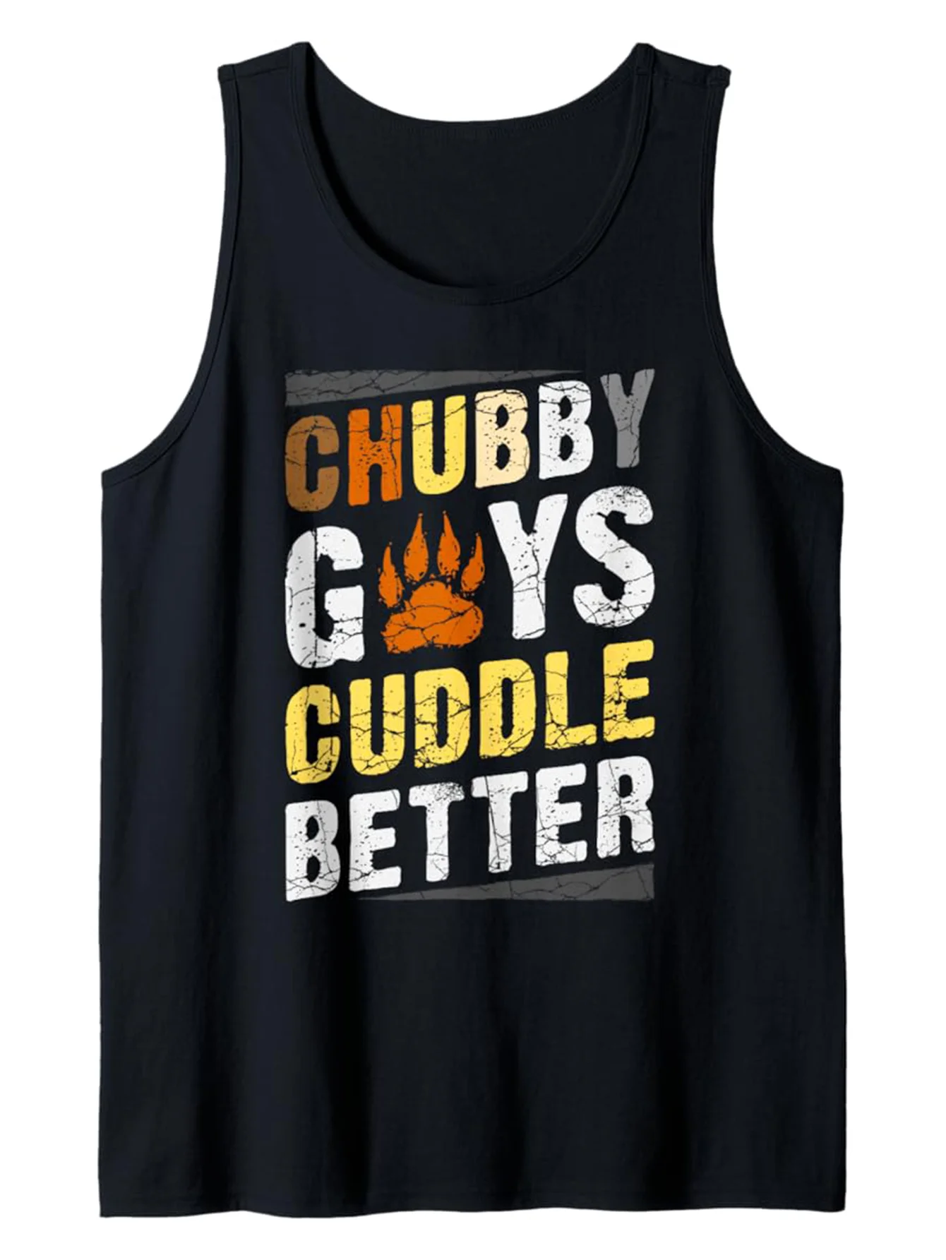 

Men's Cotton Sleeveless Vest - "Fat People Embrace Better" Pattern Print, Casual Round Neck, Suitable for Outdoor Wear in Summer