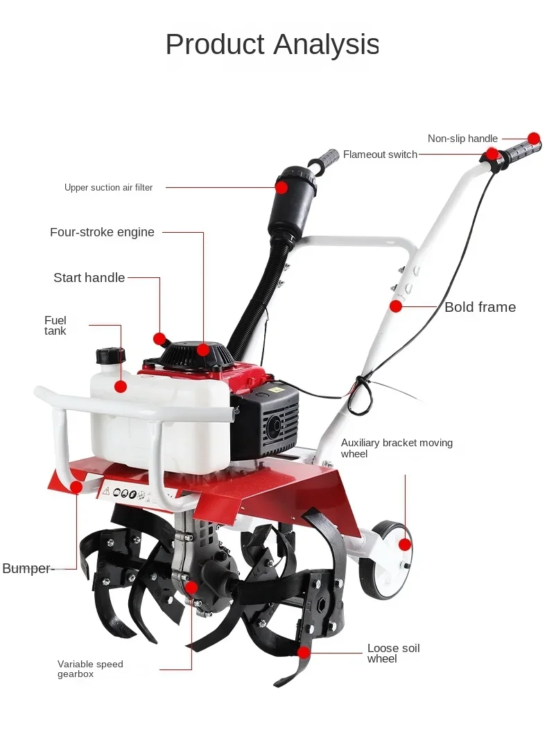 Rotary tiller, agricultural small trenching machine, household flipper