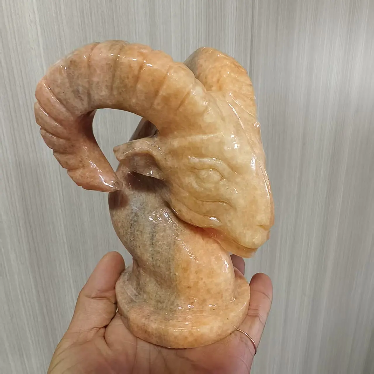 Natural Formed!Orange Sun Stone Goat Head, Quartz Crystal Orange Ore Handmade Carved, Mineral, Reiki, Healing