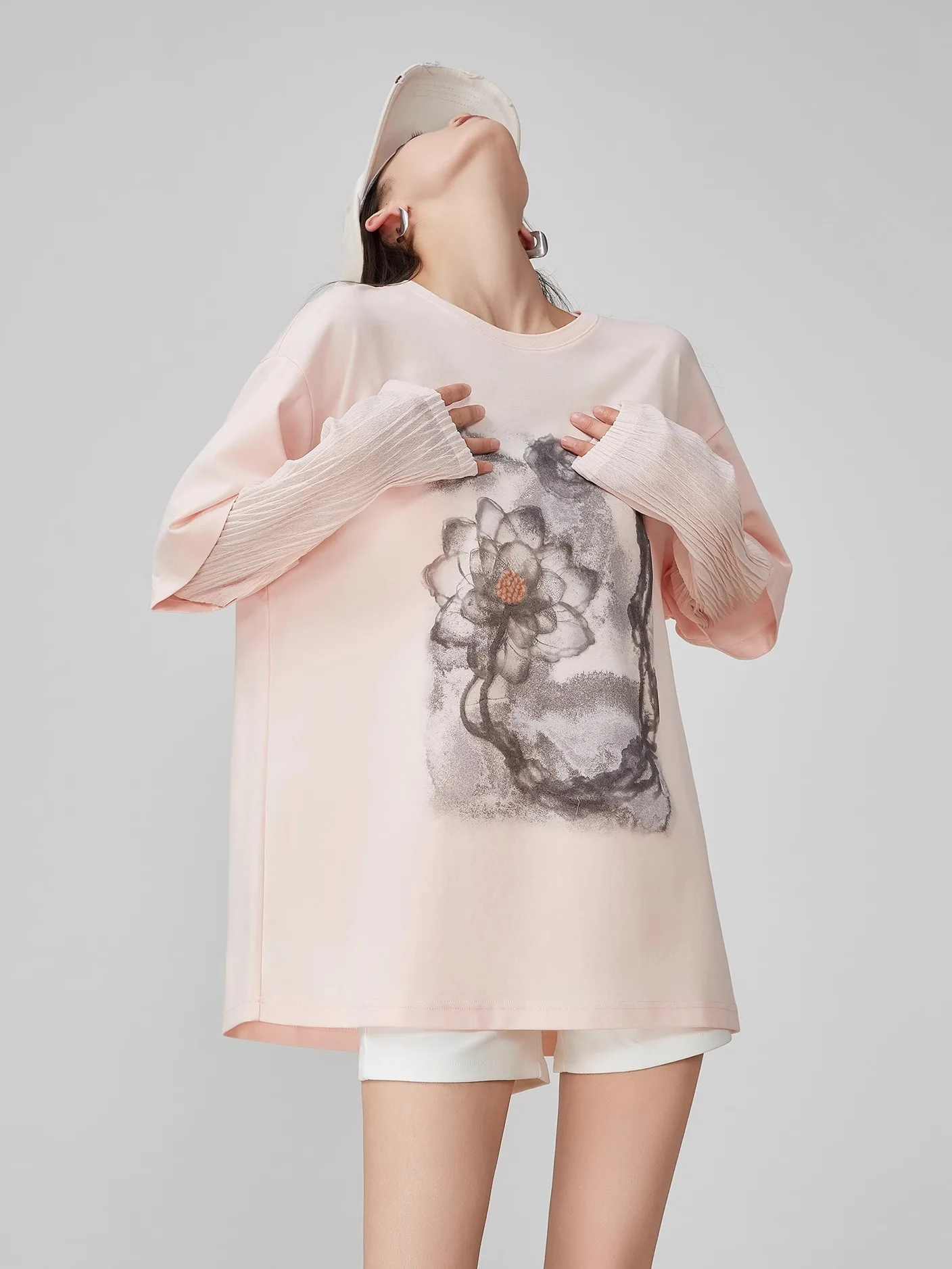 

Розовая кружевная футболка Dopne с эффектом омоложения, женская, свободного кроя, премиум-класса, с принтом в стиле китайской живописи, модный топ на весну