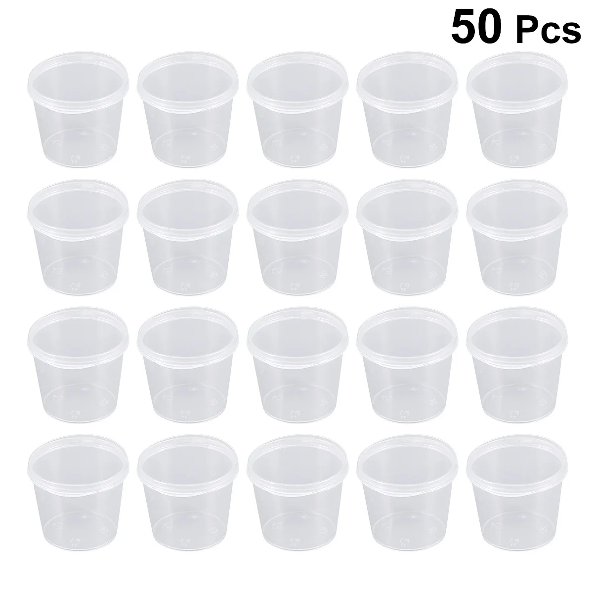 Vasos de porción desechables transparentes con tapas planas, recipientes antifugas para gelatina, yogur, Mousses, salsa, 50 Uds.