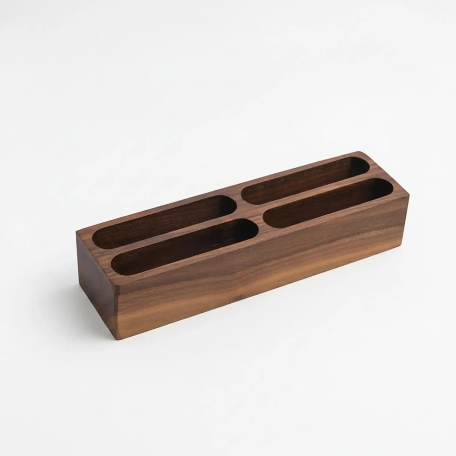 Compact Wood Business Card Holder Stand Desktop Rack with Recessed Slots for Reception Counter Study Table Organizer
