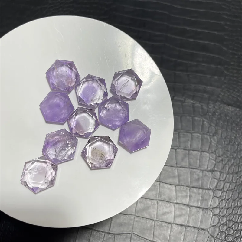 Natural Clear Amethyst Quartz Hexagon Stone Section Star of David handiwork