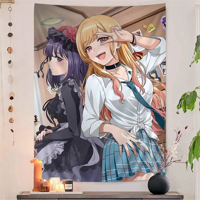 VIKAMA My Dress Up Darling Marin Kitagawa Tapestry Wall Hanging Used For Bedroom Dorm Anime Fan Home Decoration Accent Cloth