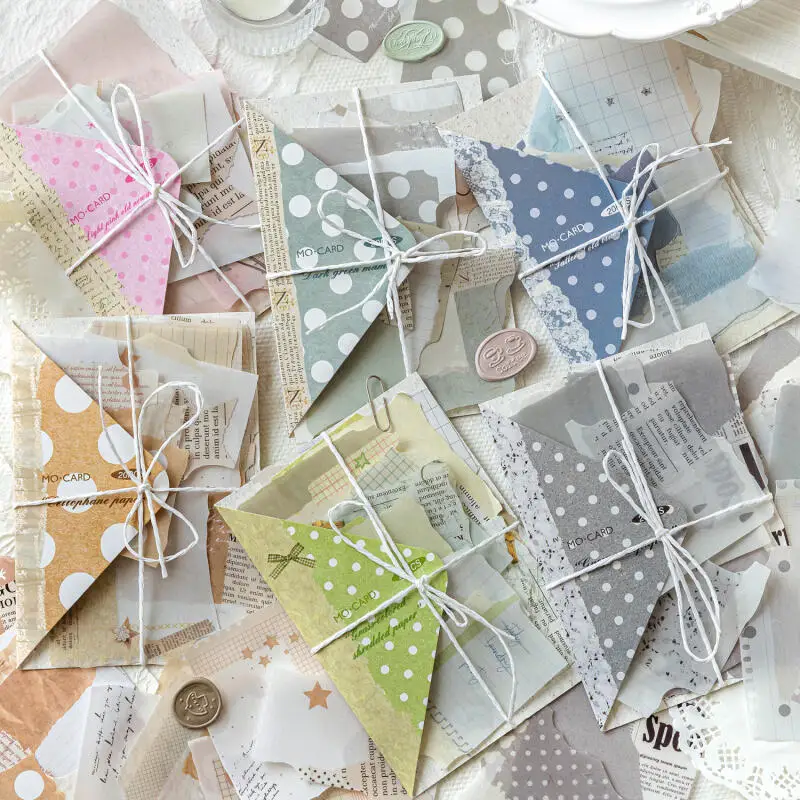 

Card Lover 20 Pcs [Dream Fragments Collection] Vintage White Kraft Paper Torn Blue Paper Grass Green Shredded Paper Journal