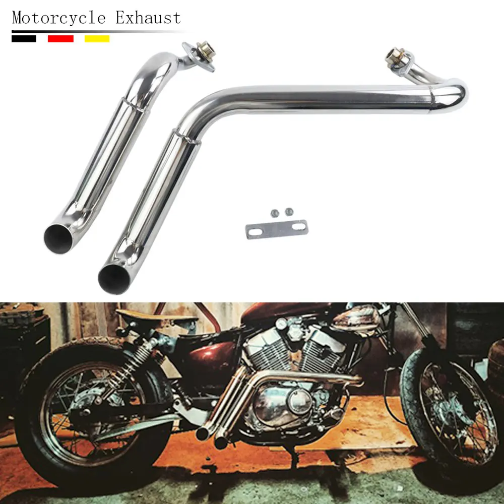 Motorcycle Exhaust Pipe With Silencer Stainless Steel Chrome Exhaust Pipe For Yamaha Virago 250 XV125 XV 125 XV250 XV 250