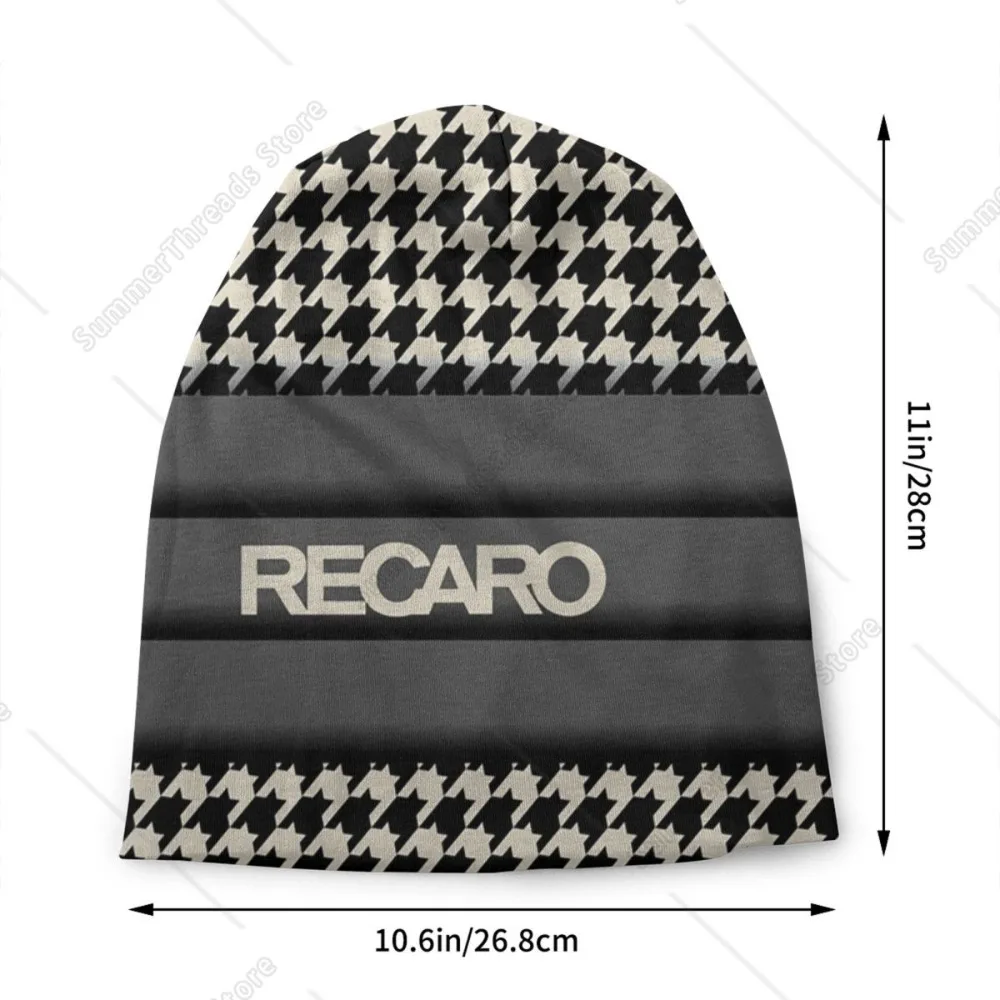 Custom Recaro Houndstooth Skullies Beanies Caps Winter Warm Knitted Hat Women Men Fashion Adult Bonnet Hats Outdoor Ski Cap