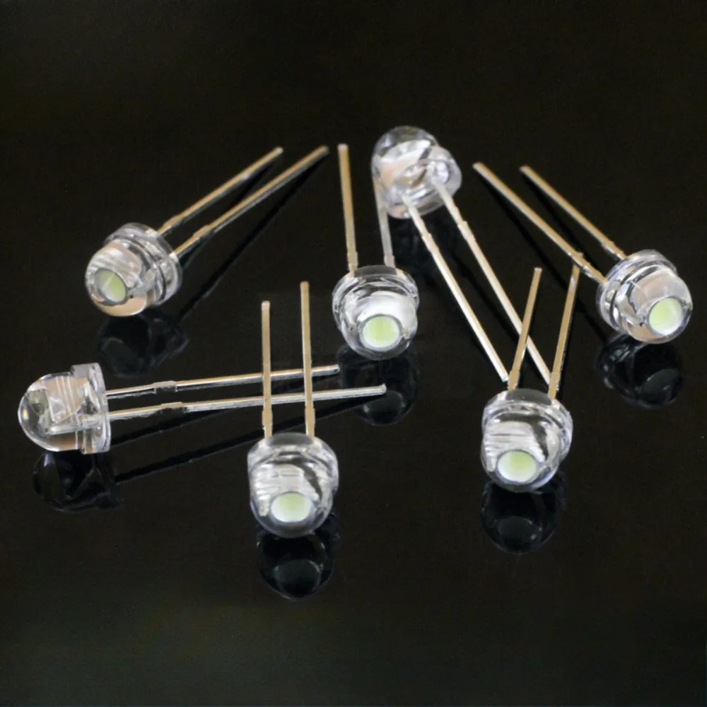 

100Pcs 12V LED Beads Ultra Bright 4 8mm Straw Hat Light Emitting Diodes 9 13V Wide Voltage for Car Auto Home Interior Lighting D