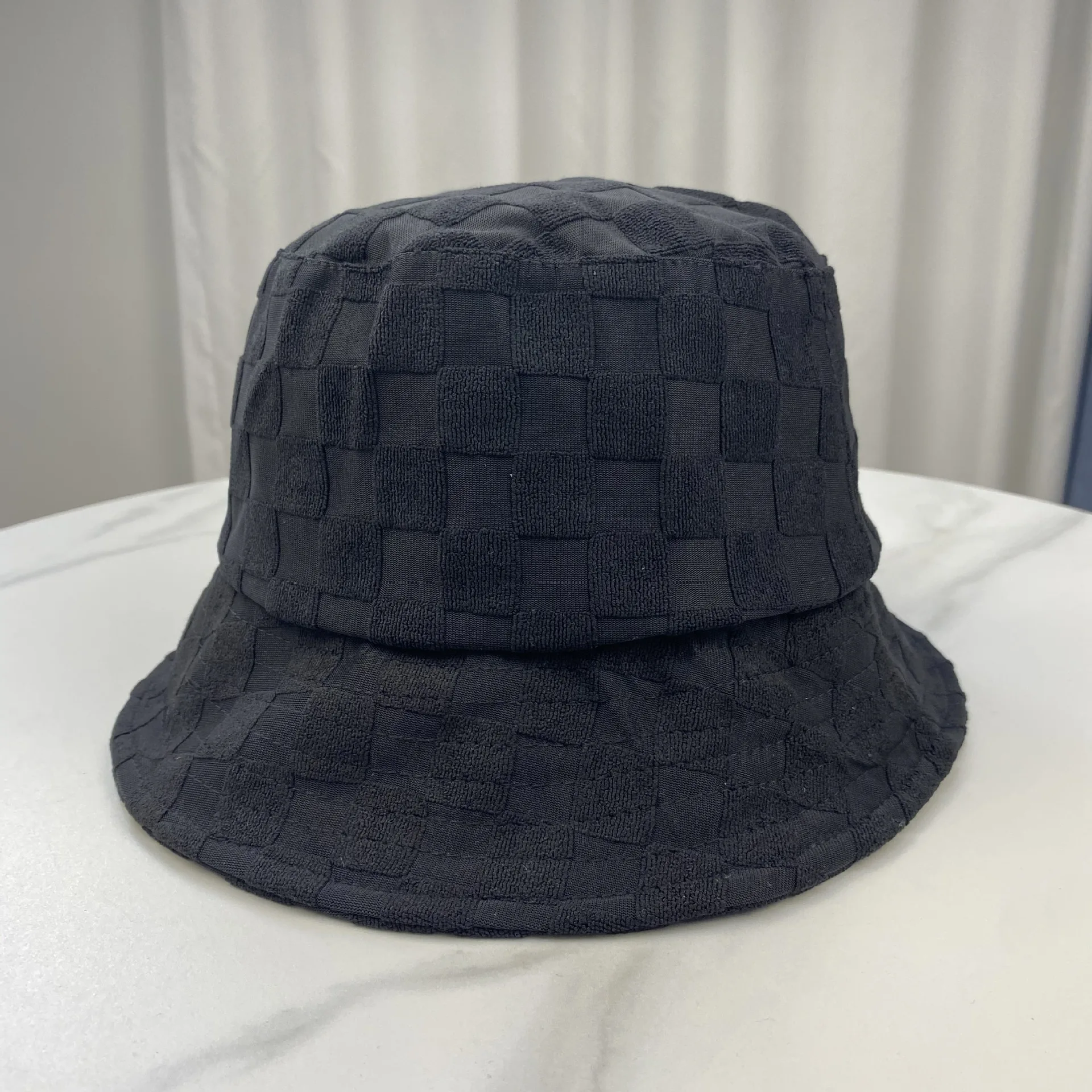 New Design Quality Checkered Bucket Hat Plain Terry Towelling Women Men Candy Colors Panama Casual Fisherman Hats Sun Cap Bob