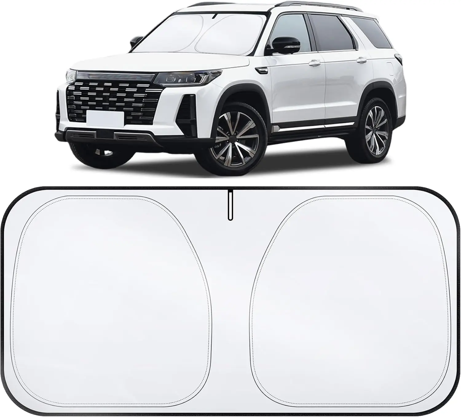 

Car Windshield Sun Shade – 300T Polyester, Double-Layer Design, Foldable Sunshade for Small Sedans & Mini SUV, UV & Heat Protect