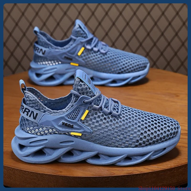 Atmungsaktive Mesh-Sommer-Plateau-Sneaker für Herren, leichte, lässige Slipper-Schuhe zum Laufen, Tennis, Wandern, für den täglichen Gebrauch im Freien