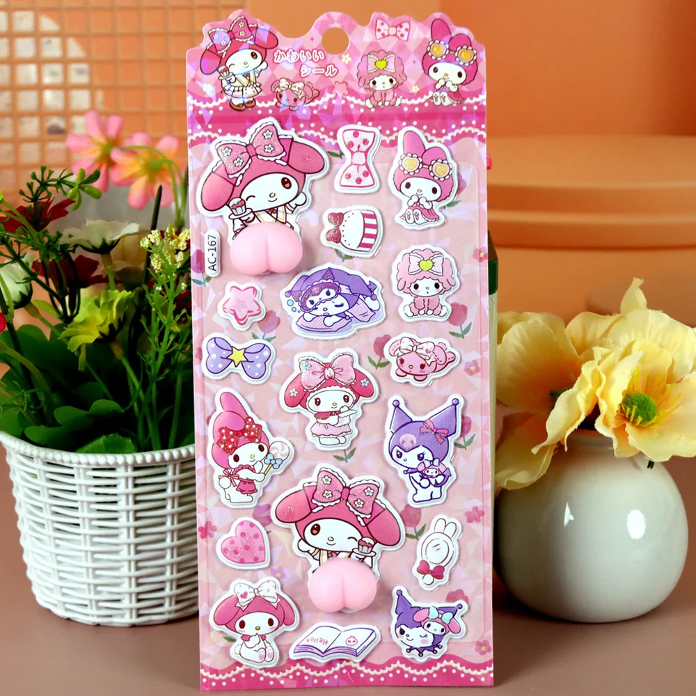 4 pz Carino Divertente Sanrio Butt Adesivi Cinnamoroll My Melody Kuromi 3D Sollievo Adesivo Kawaii Alleviare Lo Stress Squishy Decalcomanie Giocattolo Regalo