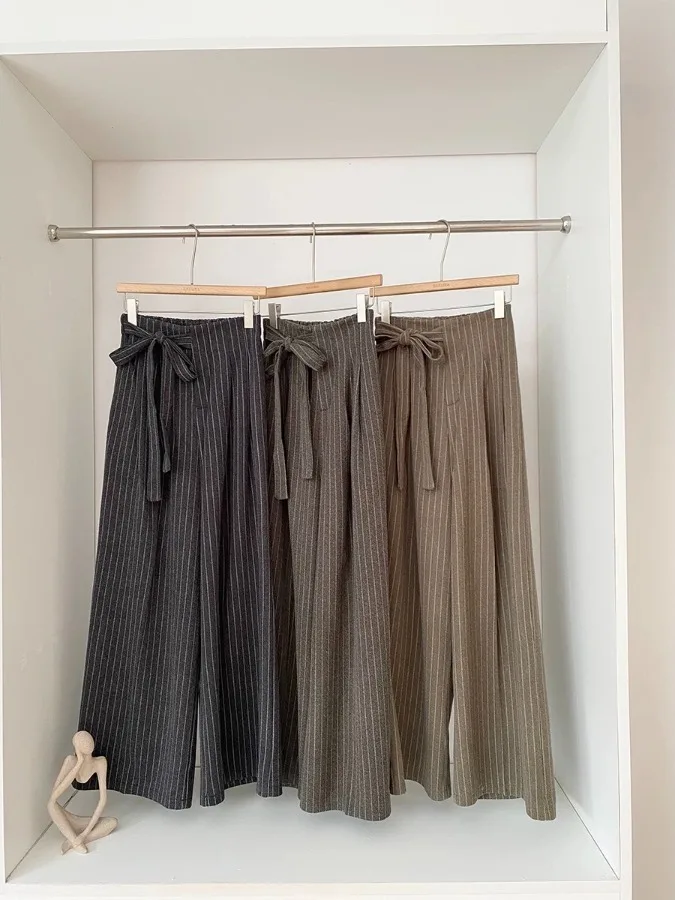 Thiened Woolen Wide Leg Pants Autumn Winter New Sle High Waist Pear ape Hip Covering Casual Trousers for Women