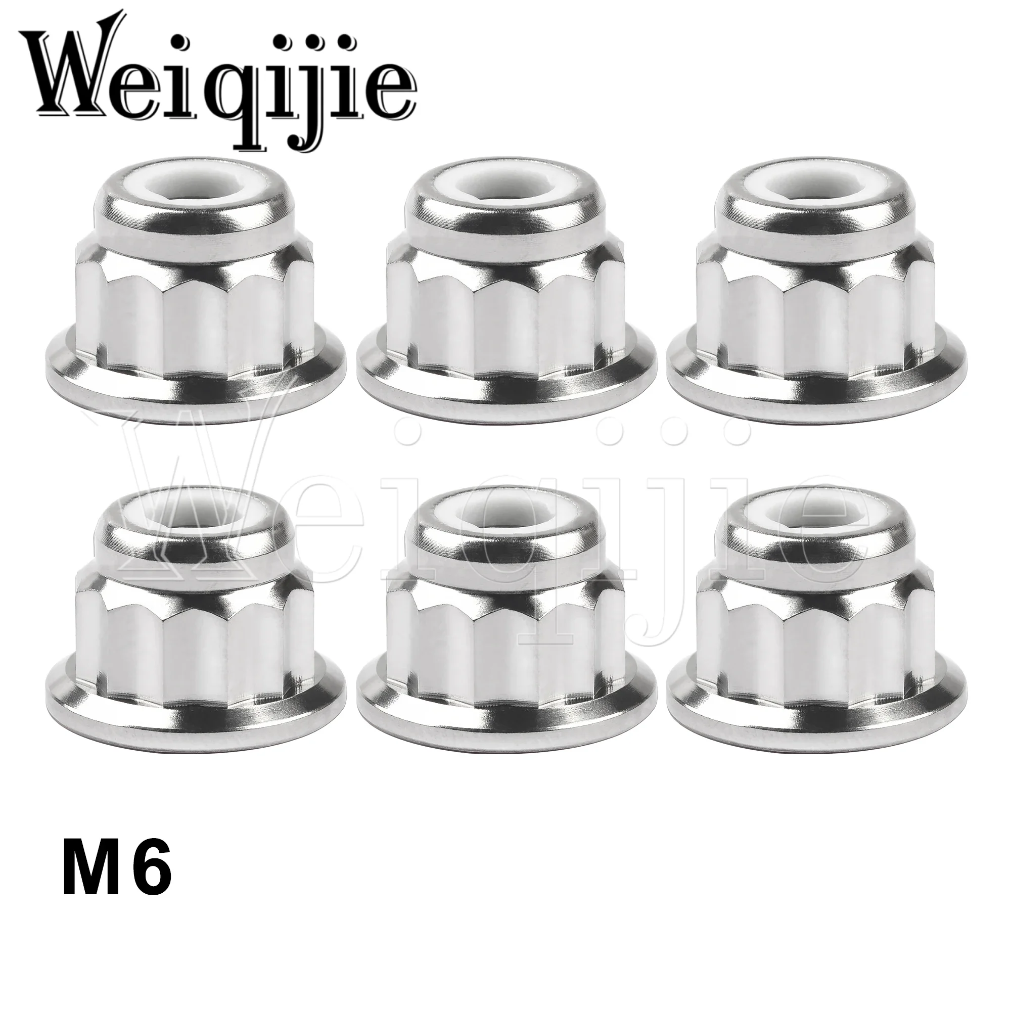 

Weiqijie 6Pcs M6 High Type Nylon Locking Titanium Nut Suitable For Motorcycle Bicycle Titanium Fasteners