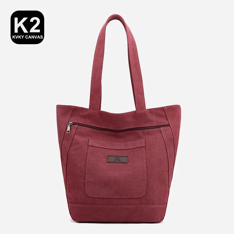 

KVKY Brown Black Purple Gray Women Totes Bag Environmental Shopping Casual Shoulder Bags High Quality Thicken Canvas Handbag