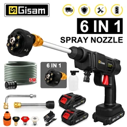 Gisam 30BAR Electric High Pressure Car Washer Spray Gun 6 in 1 Washer Water Gun Garden Car Washing Gun for Makita 18V Battery