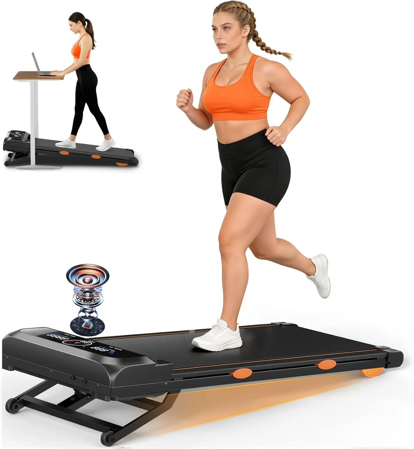 

Walking Pad Treadmill with Auto Incline 15% 12-Level & Speaker, 3 in 1 Under Desk Treadmill, Walking Pad 450lbs Capacity RGB UI