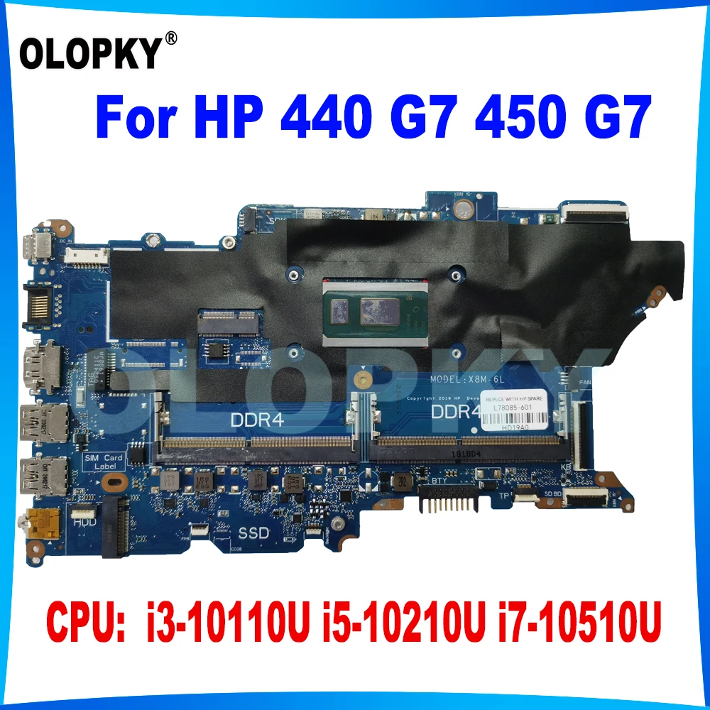 DA0X8MMB6D0 Laptop Motherboard For HP ProBook 440 G7 450 G7 With i3-10110U i5-10210U i7-10510U CPU L78085/L78086/L78087-601 DDR4