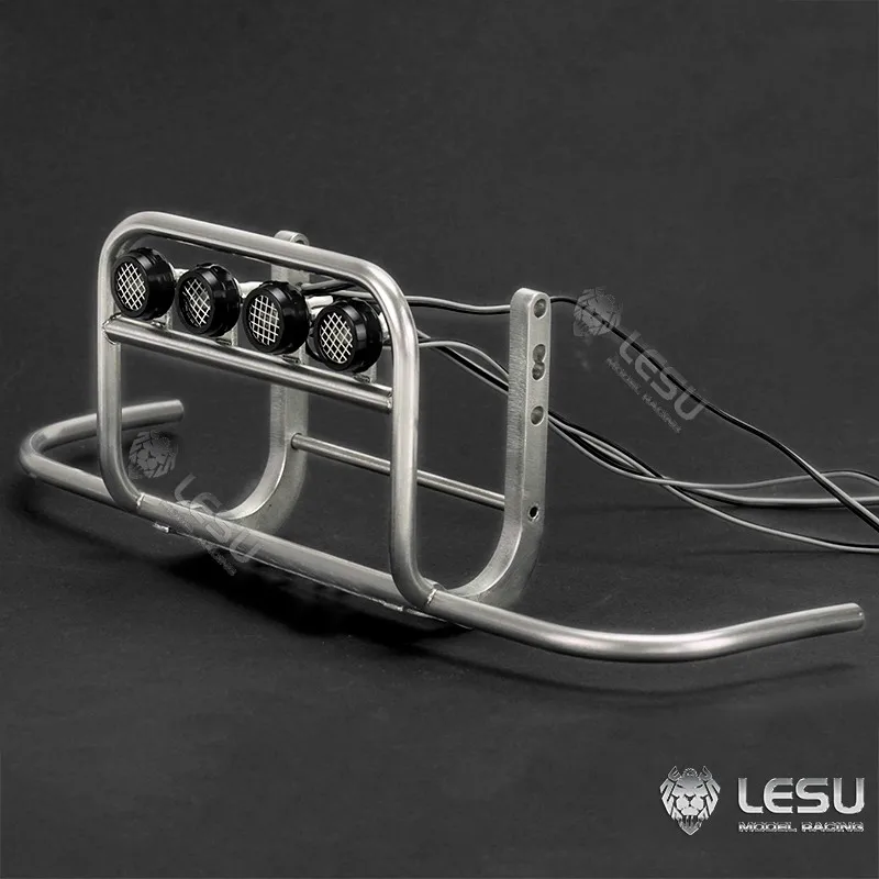 LESU 1/14 LED Headlamps Front Bumper Set For Tamiyaya RC Tractor Truck Remote Control DIY Car Toys Model Metal Parts TH17167