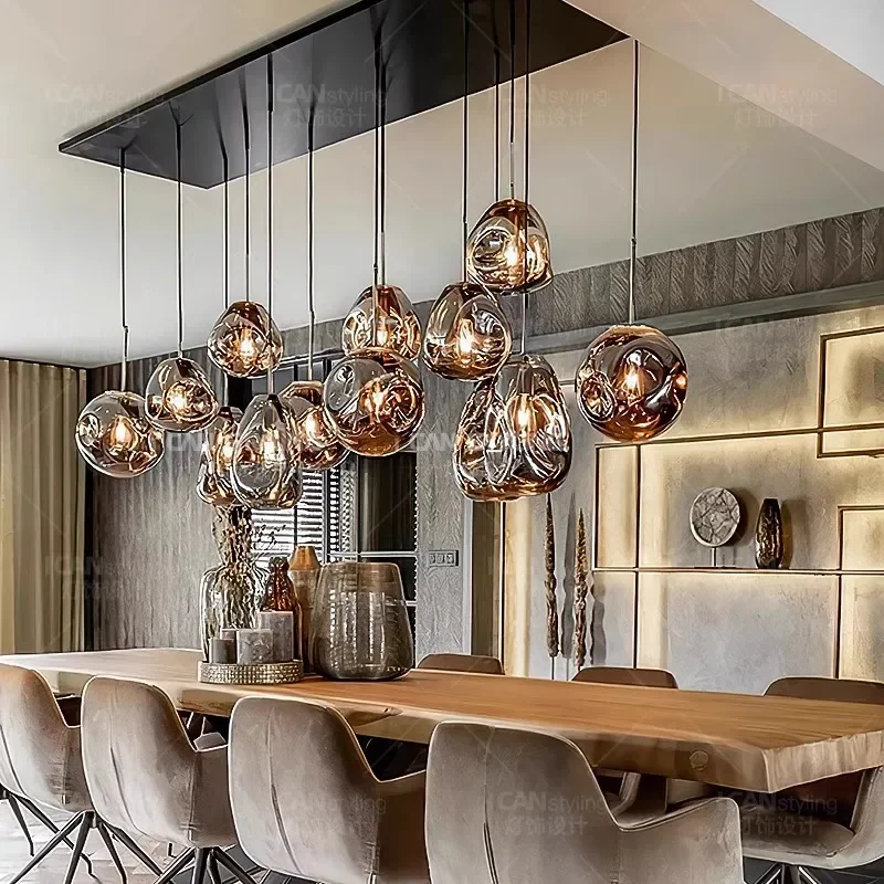 ديكور المنزل الحديث Led أضواء الزجاج قلادة ضوء مصابيح لغرفة المعيشة الثريات لغرفة الطعام مصباح معلق إضاءة داخلية #1