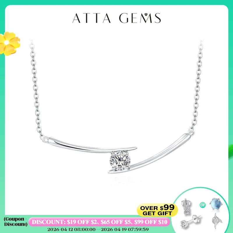 

ATTAGEMS Luxury 5.0mm D Color Moissanite Necklace for Women Real 925 Sterling Silver Moissanite Diamond Wedding Anniversary Gift