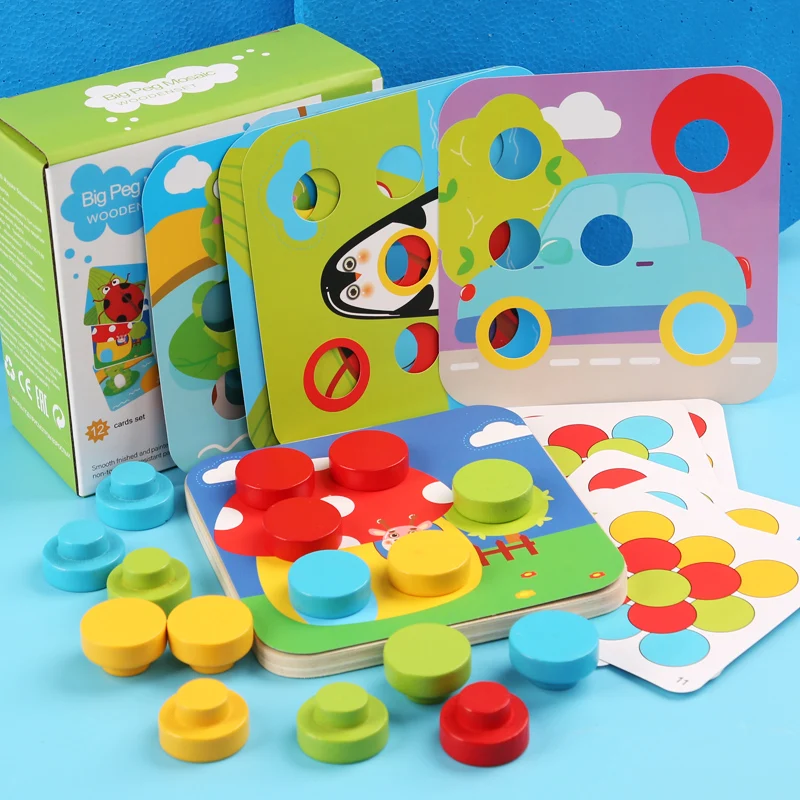 Children's Early Learning Puzzle Interactive Toys, Mushroom Nail Game, Intelligence Puzzle, Color Recognition