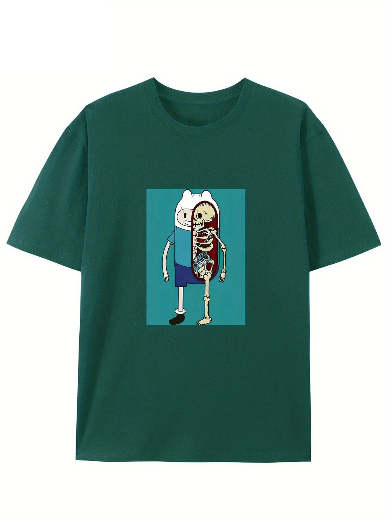 

The Human Skeleton Cutaway Graphic Tee Men Cotton Casual Round Neck T-Shirt