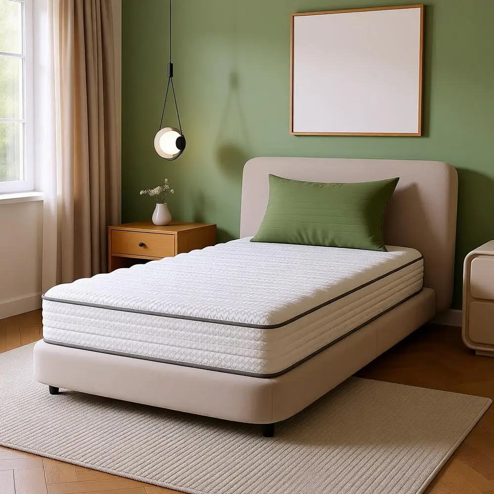 Colchón Individual de 6 Pulgadas en Caja con Espuma Inteligente o Espuma Viscoelástica, Híbrido de Espuma y Resortes de Firmeza Media, Certificado para Niños