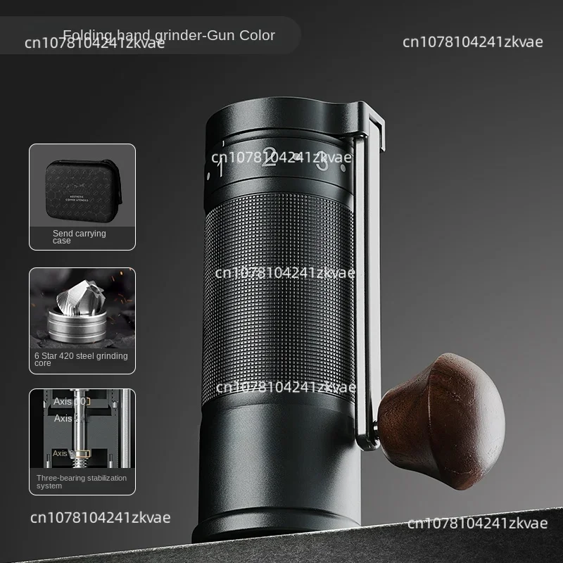 Hand cranked bean grinder portable foldable steel core six star hand flushing hand grinder manual coffee bean grinder