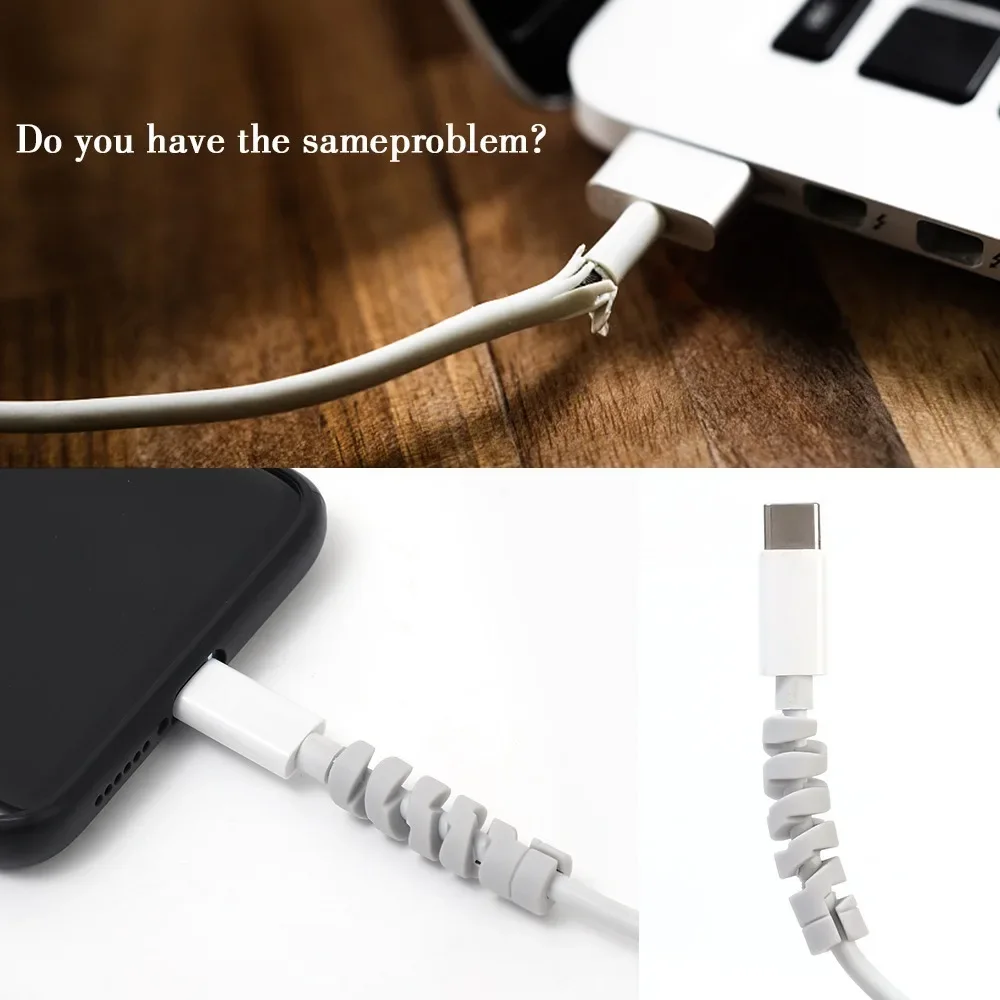 1-12Pcs Flexible Charge Cables Protector Spiral Winder Wire Charger Cable Protective Cover Cable Winder Organizer for IPhone USB