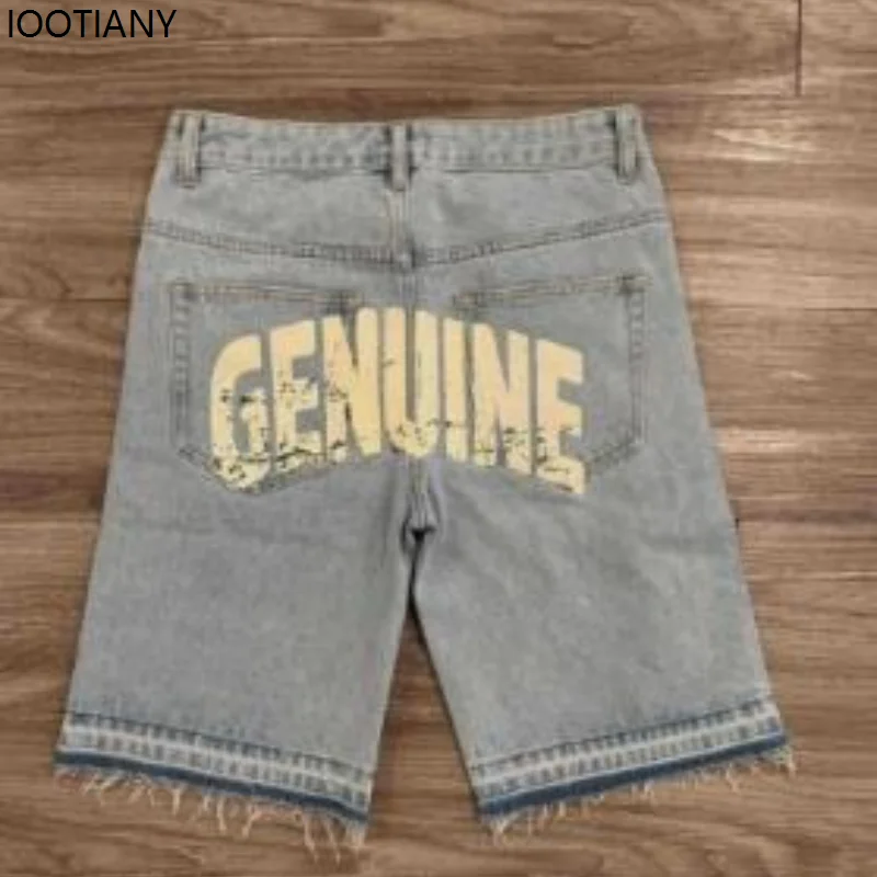 

Y2k Gothic Cross Diamond Embroidery Women's Men's Short Jeans Letter Printed Retro Rhinestone Denim Shorts Harajuku Hip Hop 2025