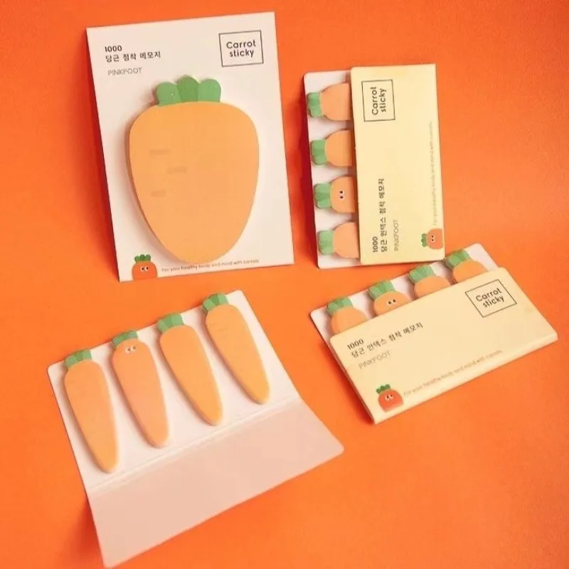 Notas criativas de cenoura, manual de desenho animado, notebook, não pegajoso, pode ser rasgado, n vezes, adesivo de índice transparente