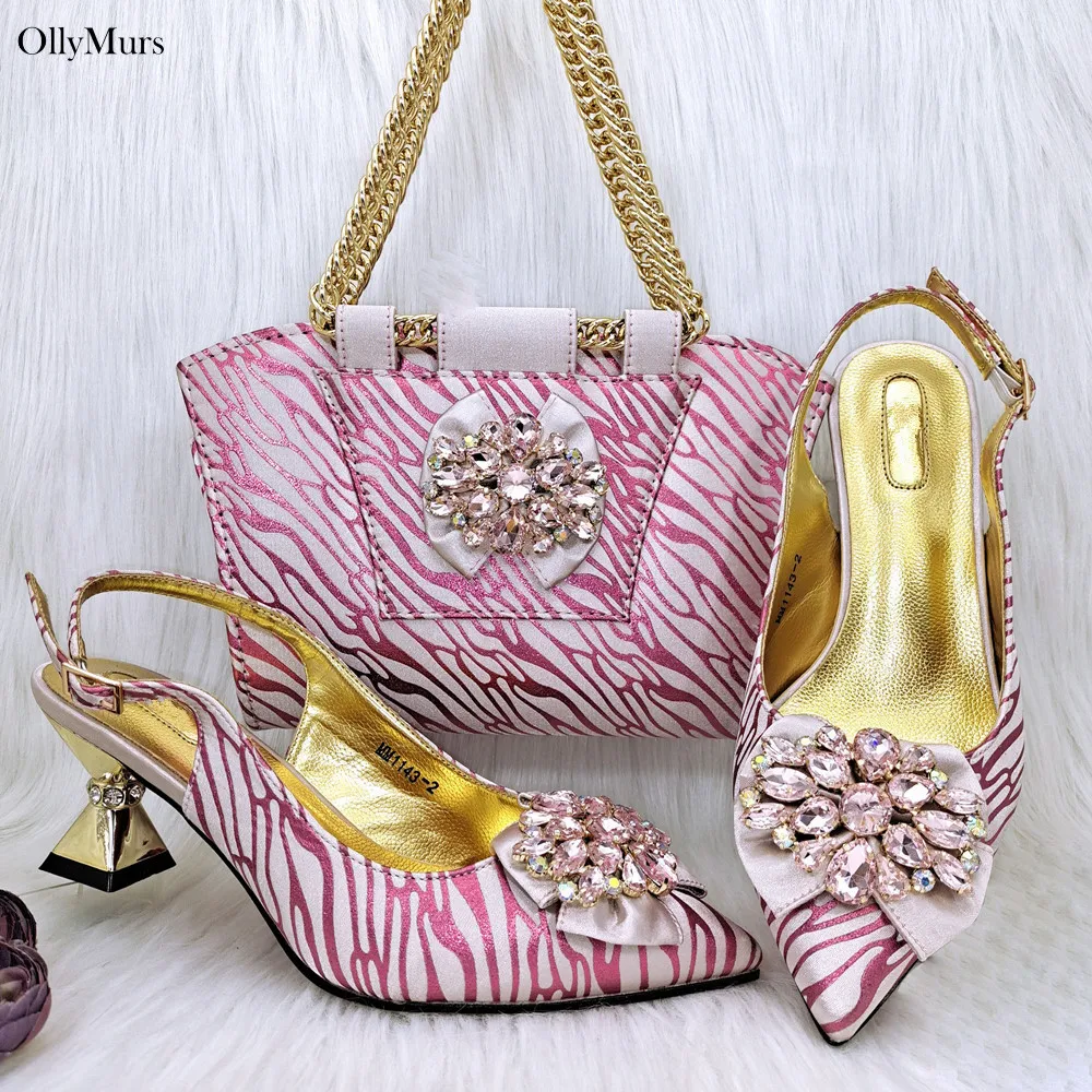 Nigerian Summer Green Color Woman Shoes And Bag Set African Style Fashion Thin High Heels Shoes And Matching Bag Set For Party