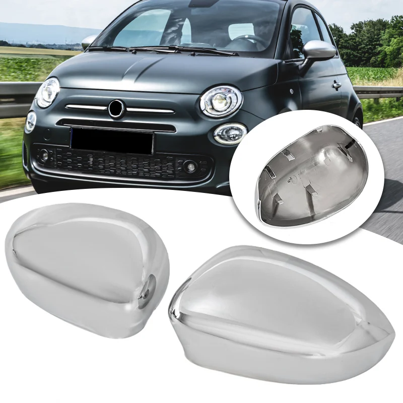 

Rhyming 1Pair For FIAT 500 2007-2023 Rearview Mirror Cover Housing Chrome Side Wing Mirror Cap Replacement 735452185 735452186