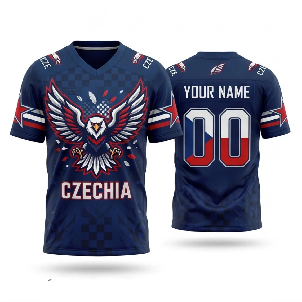 

Czechia V Neck Jersey S to 6XL Personalized Name Number Soccer Fan Shirt Game Day Sports Gift